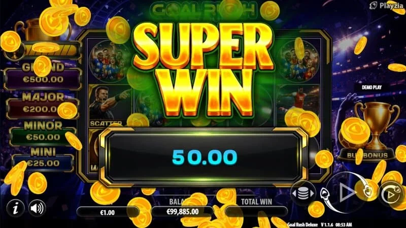 Goal Rush Deluxe - final super win with Grand jackpot